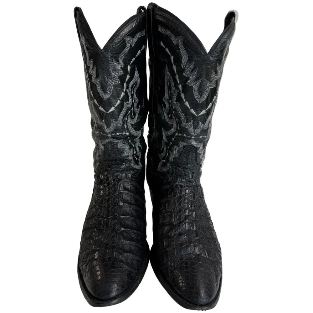 Dan Post Men's Exotic Genuine 2385 Black Caiman Crocodile Leather Boots 14 D